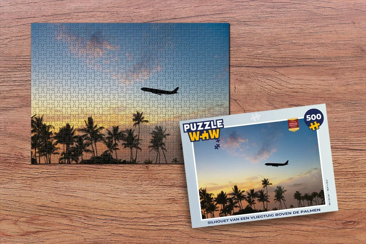 PuzzleWow Legpuzzel Vliegtuig Palmen 500 Stuks - Multicolor