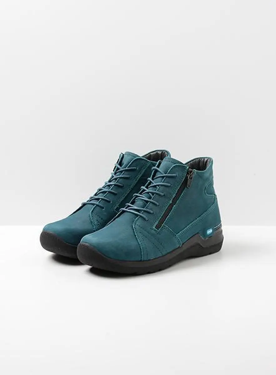 Wolky Why Hoge Veterschoenen - Petrol Nubuck