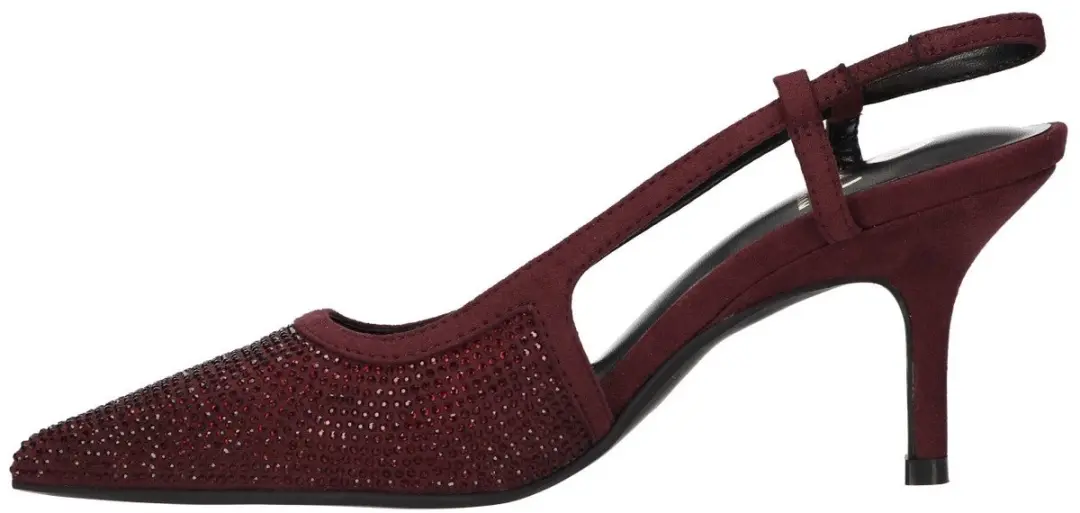 La Strada Slingback Pump Bordeaux Met Steentjes