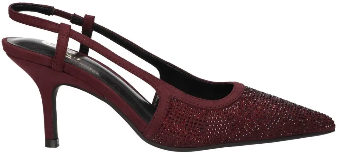 La Strada Slingback Pump Bordeaux Met Steentjes