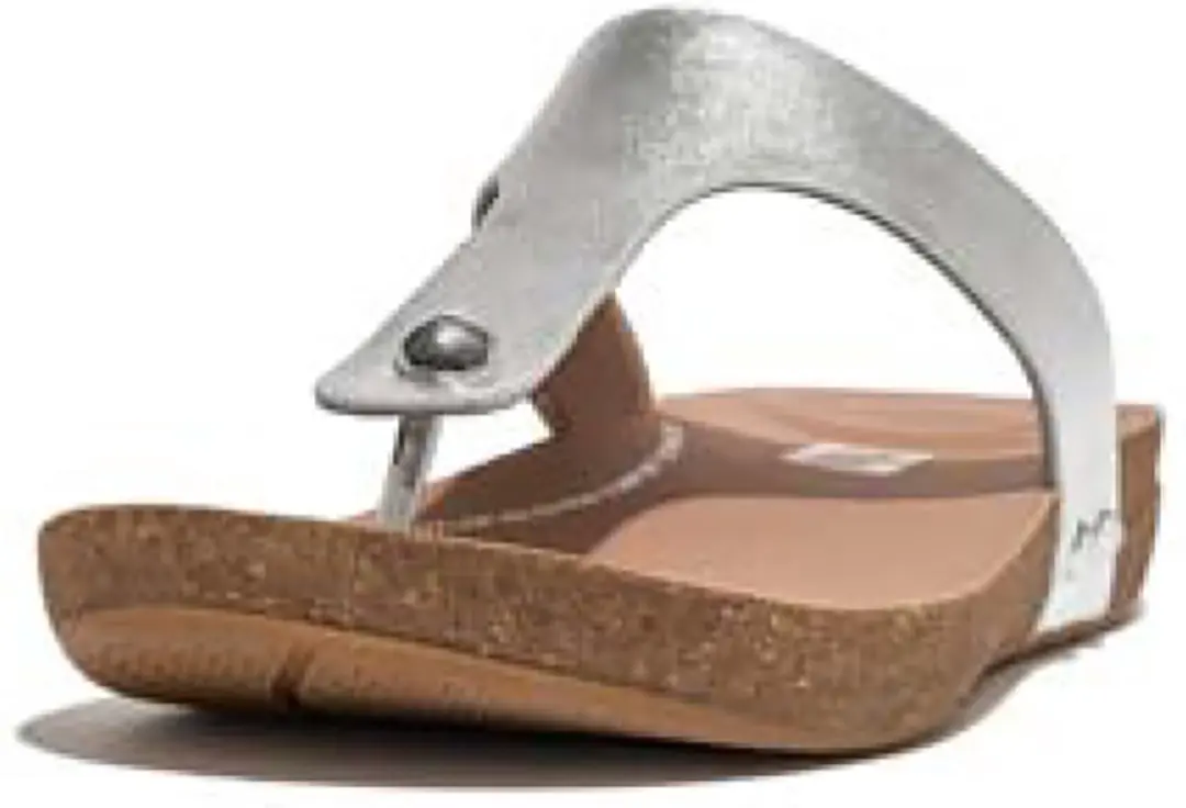 FitFlop FitFlop Iqushion Metallic-Leather Toe-Post Sandals ZILVER