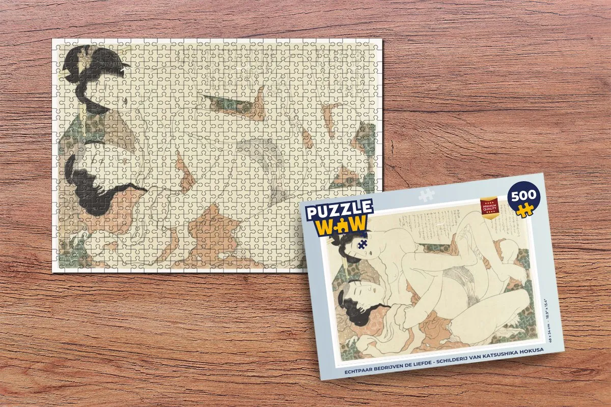 PuzzleWow Hokusai Echtpaar bedrijven de liefde Legpuzzel 500 Stuks - Multicolor