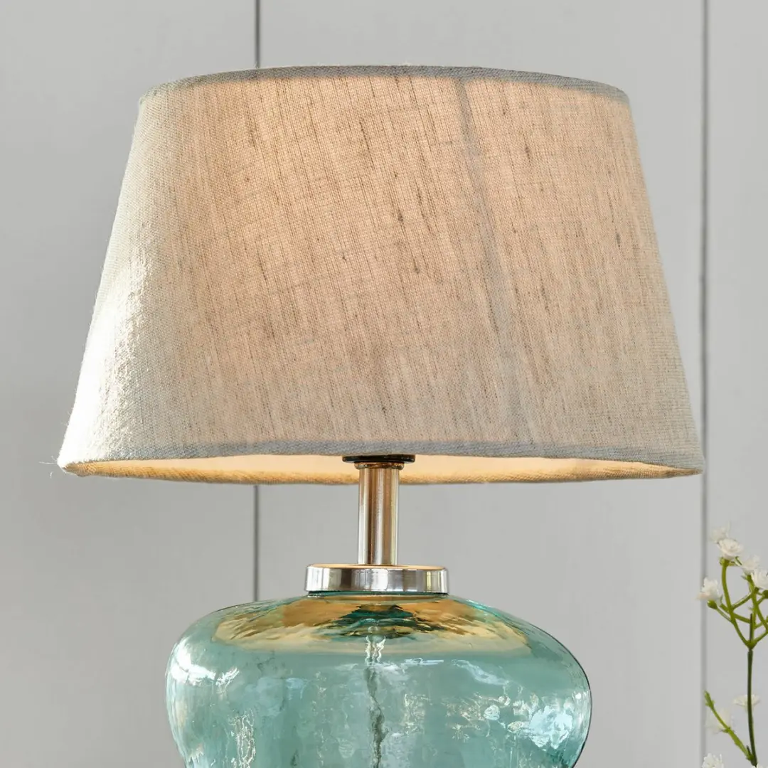 Loberon Rufino Tafellamp - 25W - Ø20cm - Blauw/Beige
