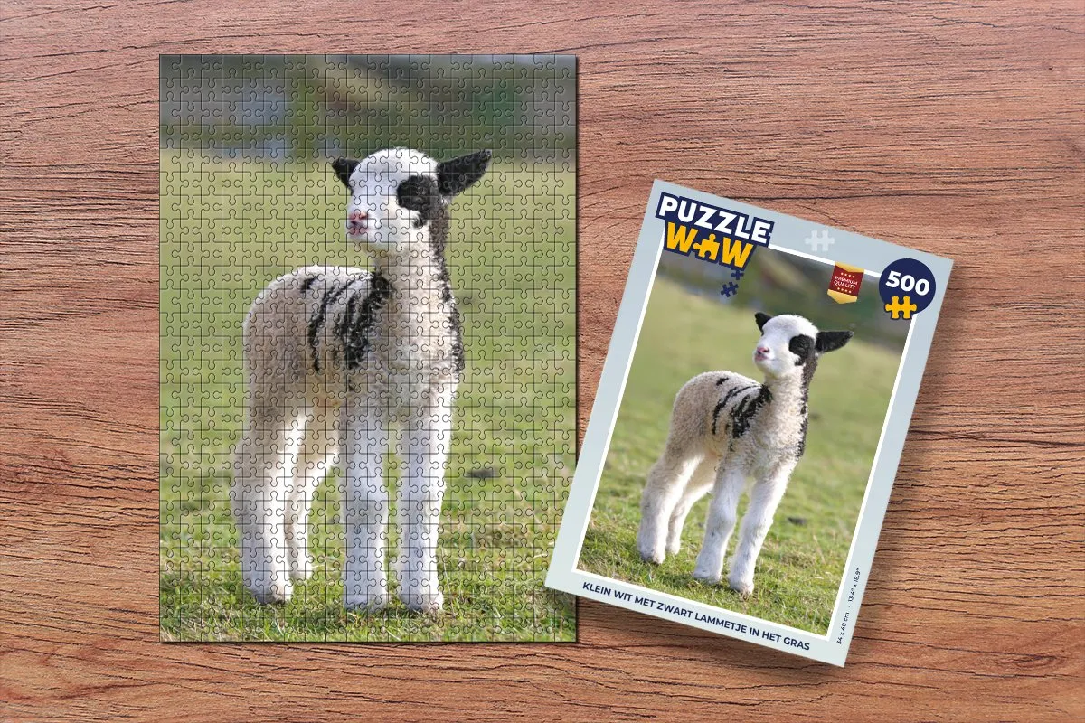 PuzzleWow Legpuzzel 500 Stuks - Lammetje in het Gras - Multicolor