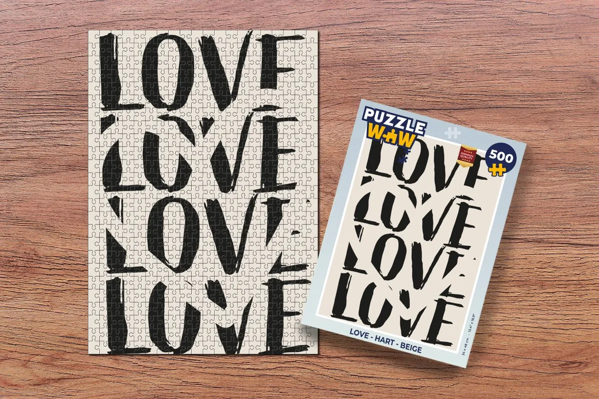 PuzzleWow Love Hart Legpuzzel 500 Stuks - Beige