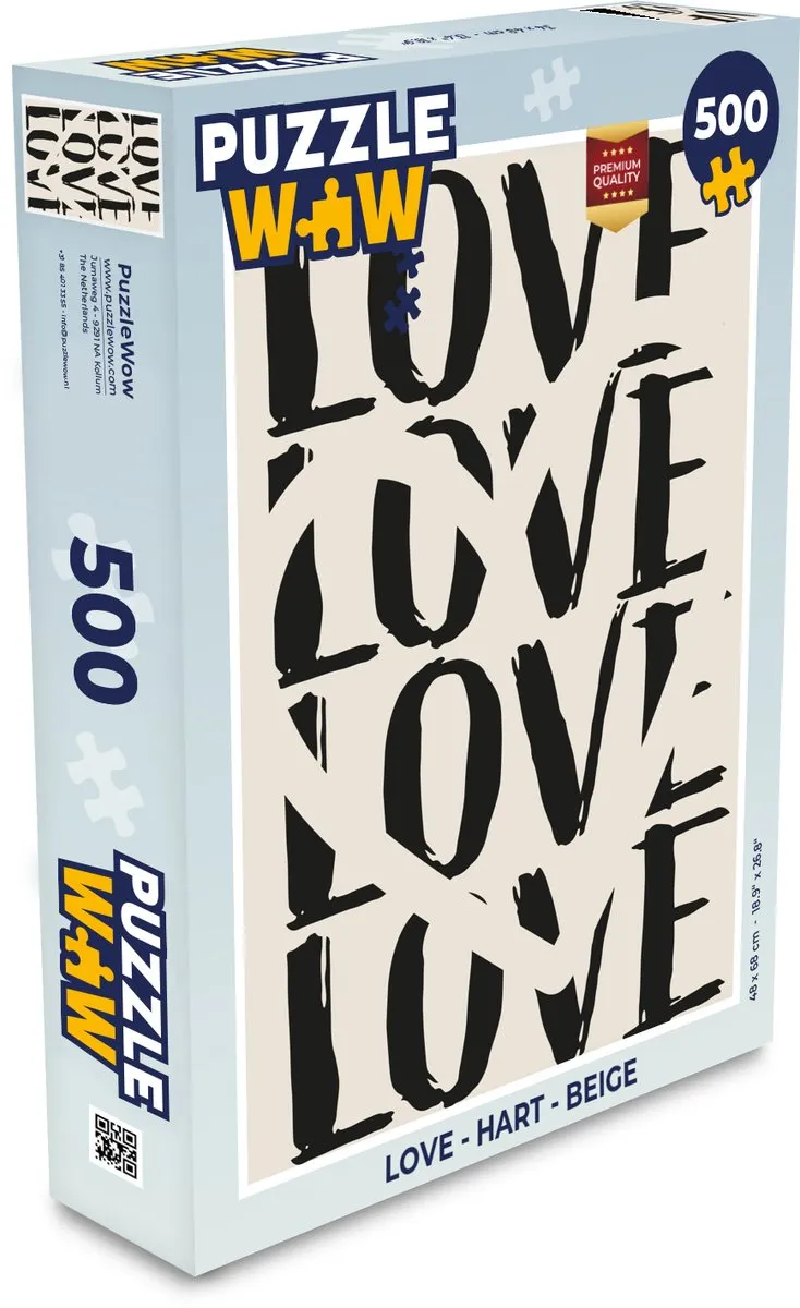 PuzzleWow Love Hart Legpuzzel 500 Stuks - Beige
