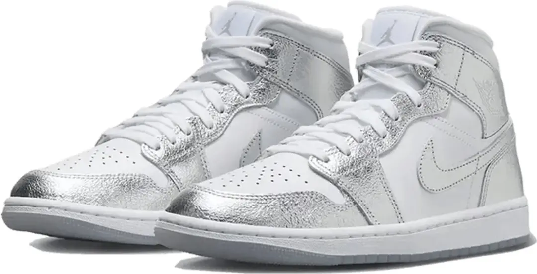 Jordan 1 Mid SE Metallic Silver Unisex Sneakers