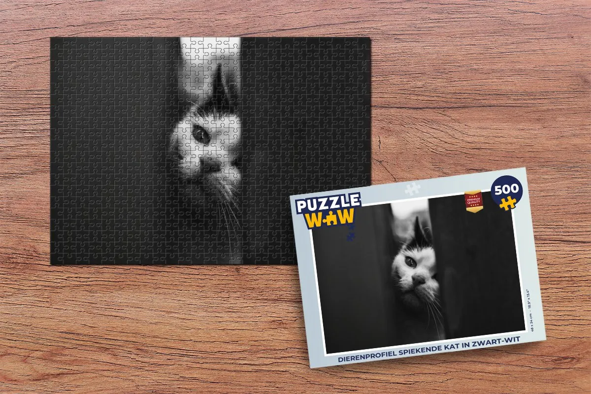 PuzzleWow Dierenprofiel Kat Legpuzzel 500 Stuks - Multicolor