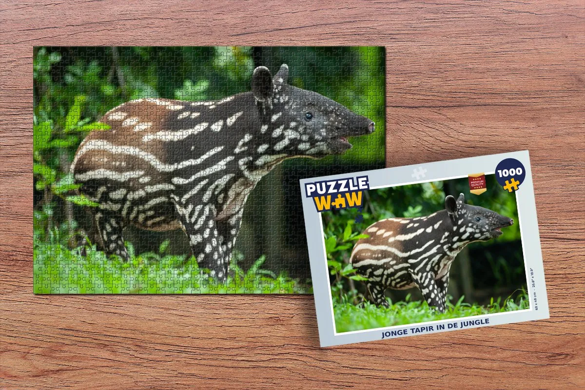 PuzzleWow Jonge Tapir Jungle Legpuzzel 1000 Stuks - Multicolor