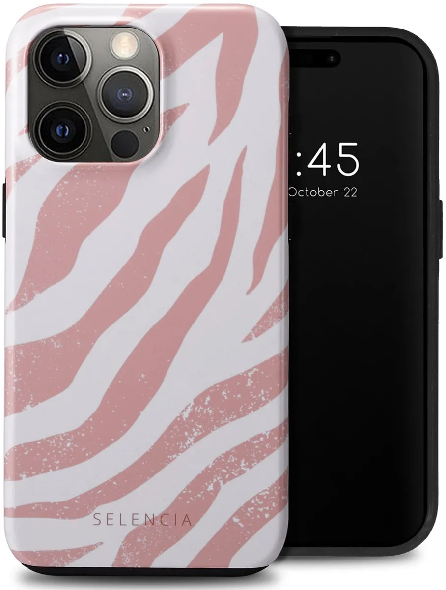Selencia Hoesje iPhone 15 Pro Max Colorful Zebra Old Pink