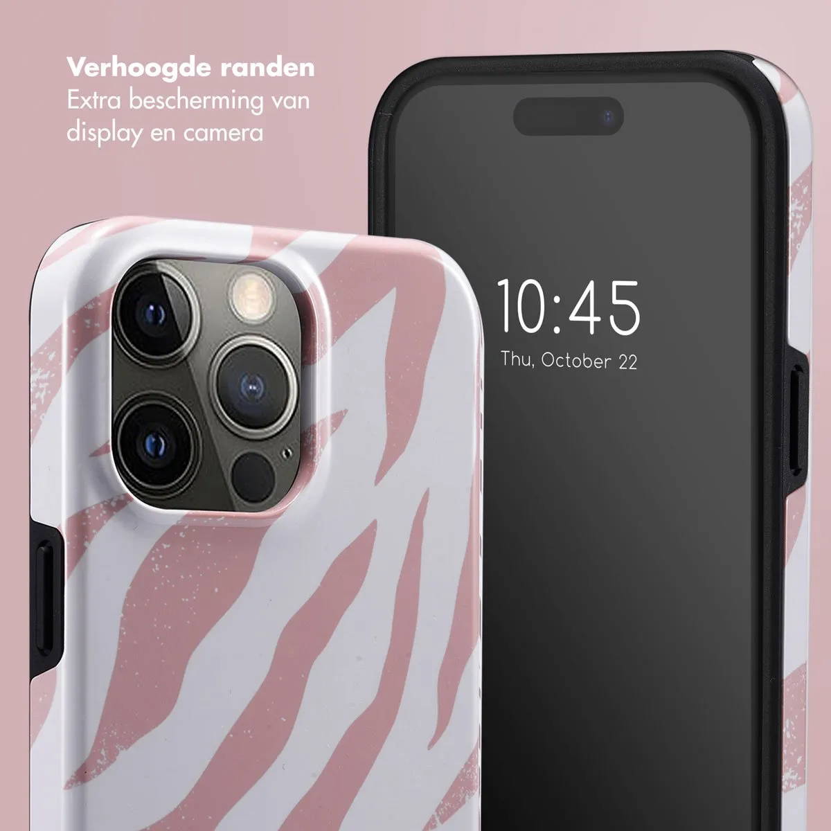 Selencia Hoesje iPhone 15 Pro Max Colorful Zebra Old Pink