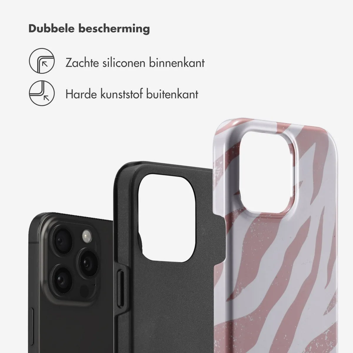 Selencia Hoesje iPhone 15 Pro Max Colorful Zebra Old Pink