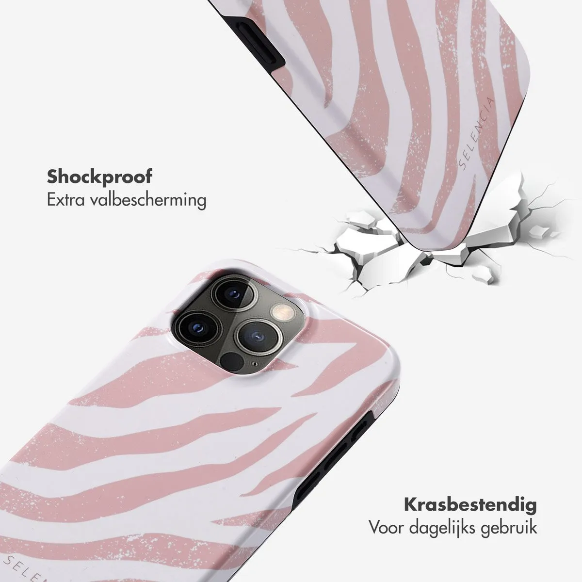 Selencia Hoesje iPhone 15 Pro Max Colorful Zebra Old Pink - afbeelding 6 van 6