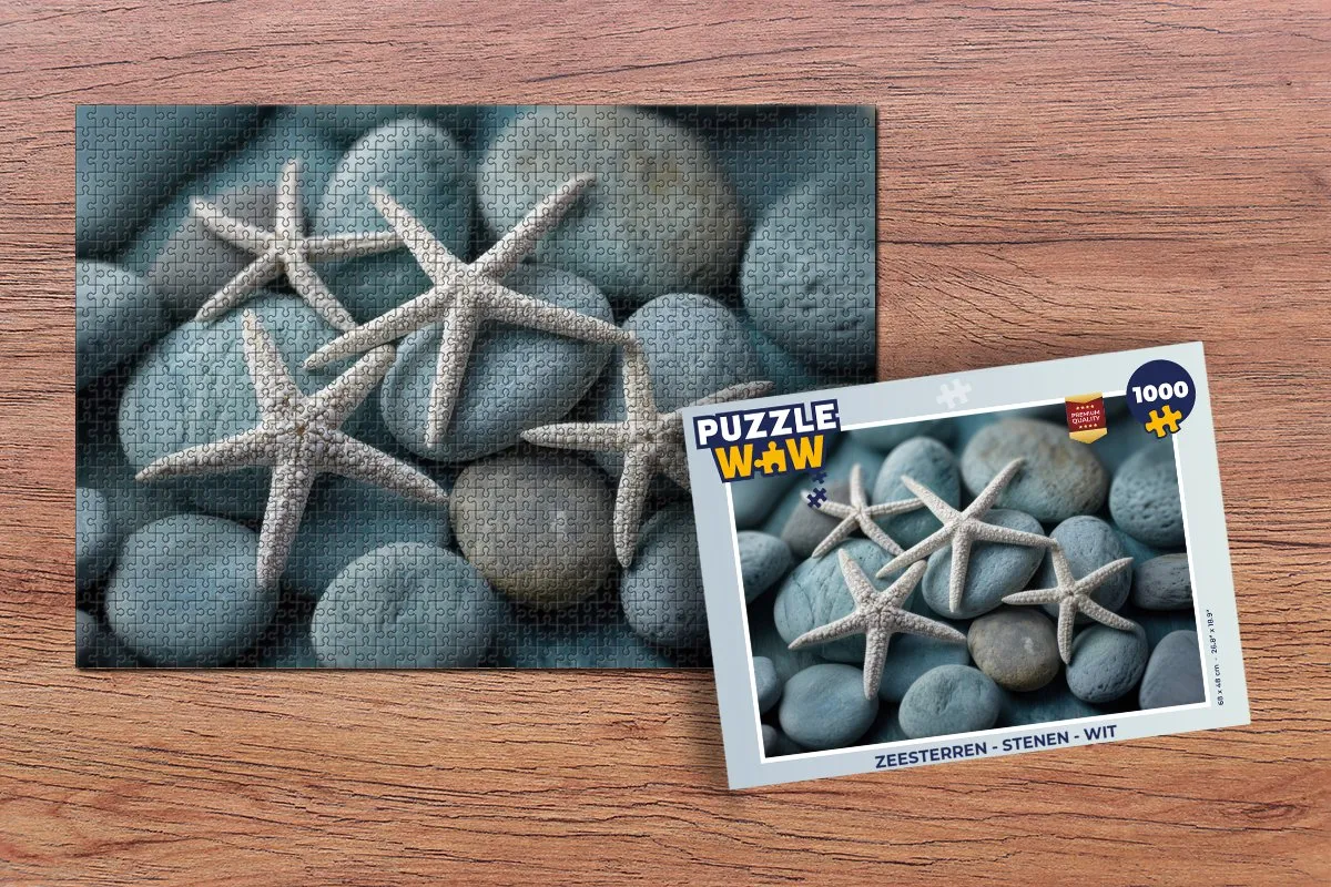 PuzzleWow Zeesterren Stenen Legpuzzel 1000 Stuks - Wit