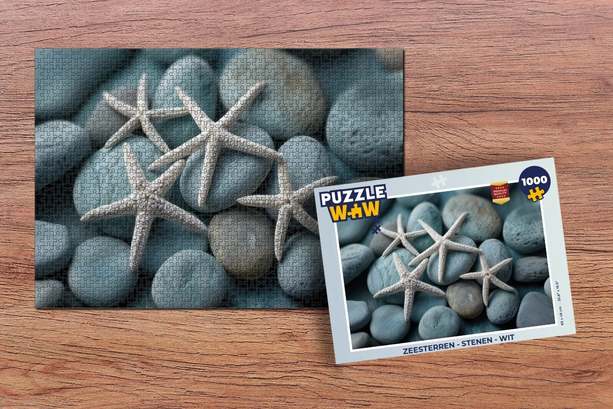 PuzzleWow Zeesterren Stenen Legpuzzel 1000 Stuks - Wit