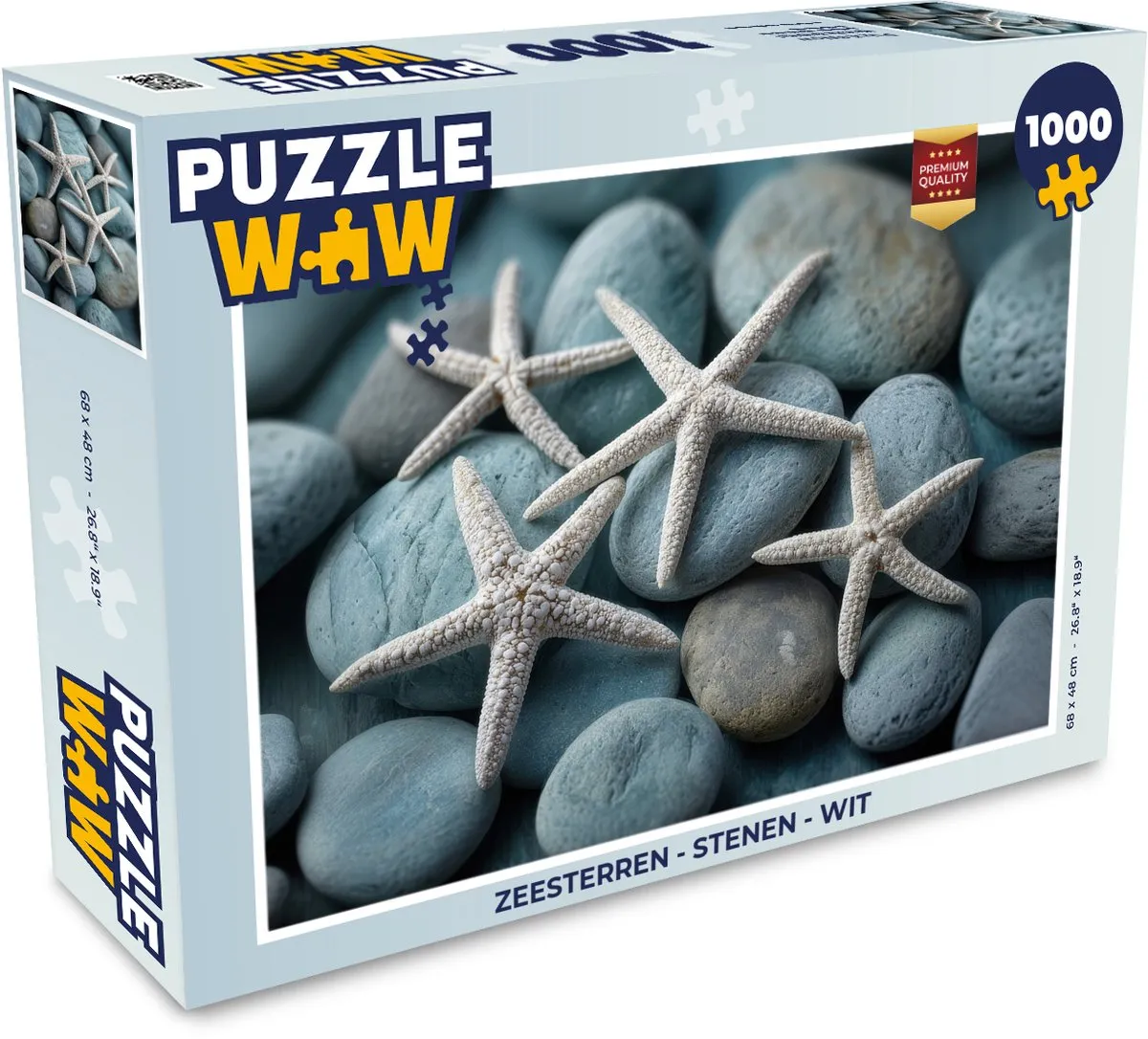 PuzzleWow Zeesterren Stenen Legpuzzel 1000 Stuks - Wit