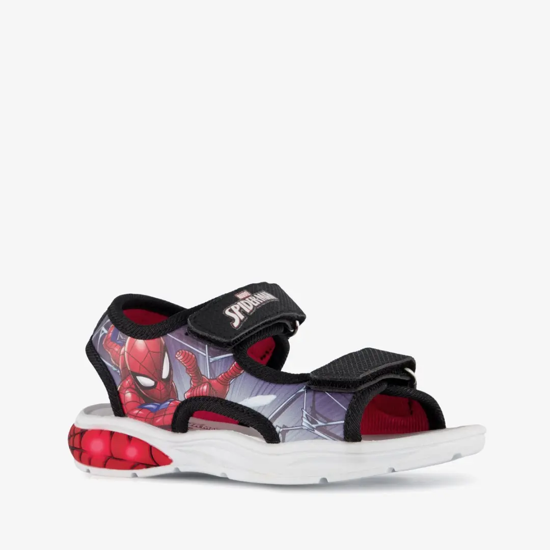 Spider-Man jongens sandalen met lichtjes zwart rood