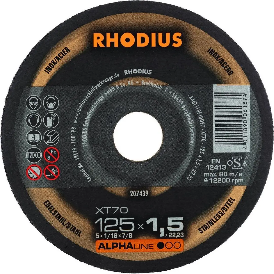 Rhodius Alphaline I XT70 Doorslijpschijf 125mm