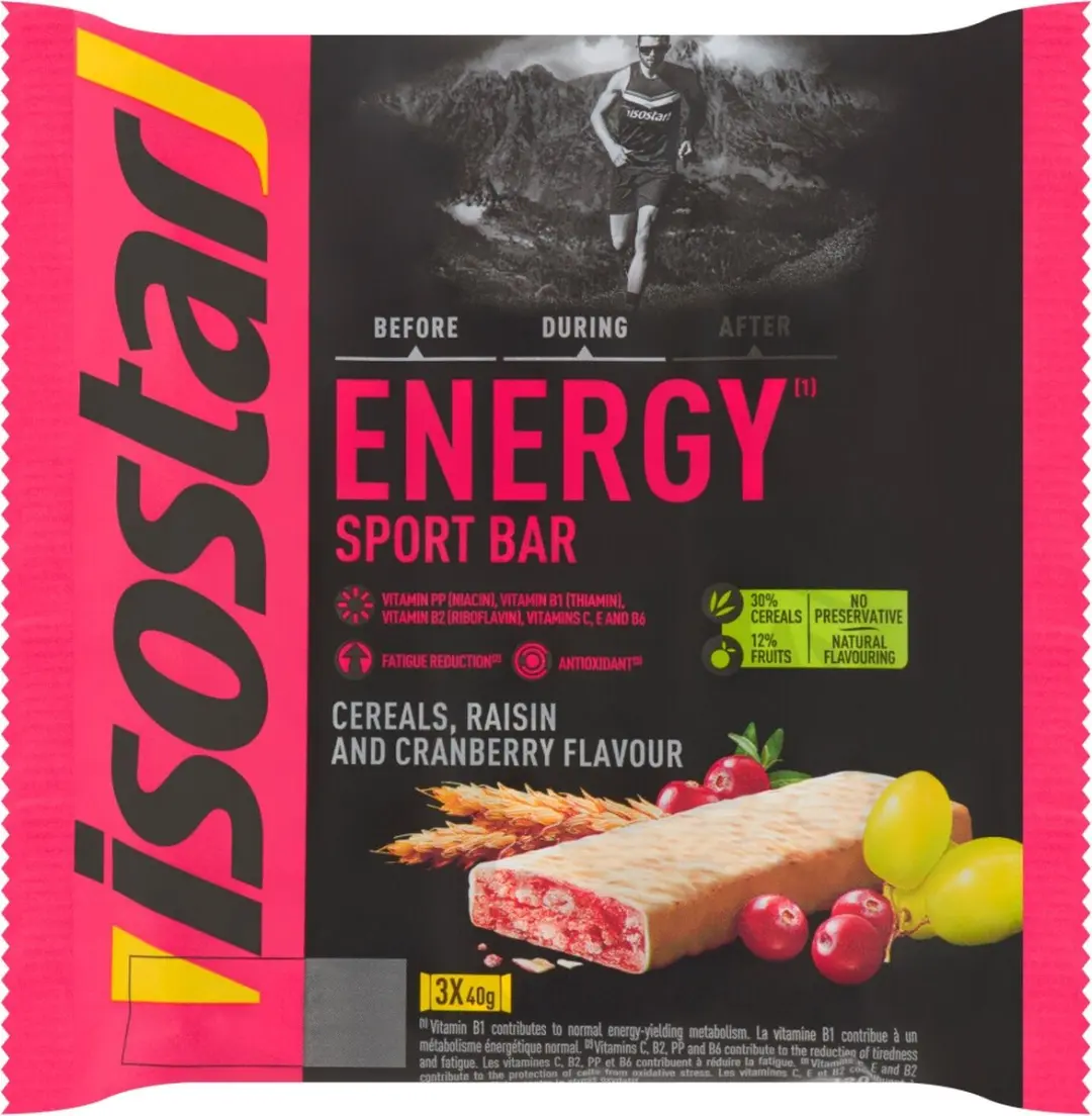 Isostar High Energy Sportreep - Cranberry - 3x40g