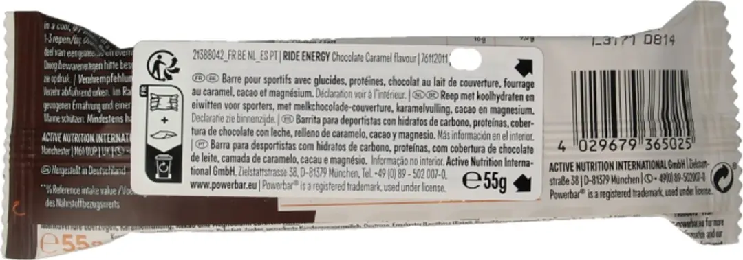 PowerBar Ride Chocolate - Caramel 55g - 5 Stuks - afbeelding 2 van 6