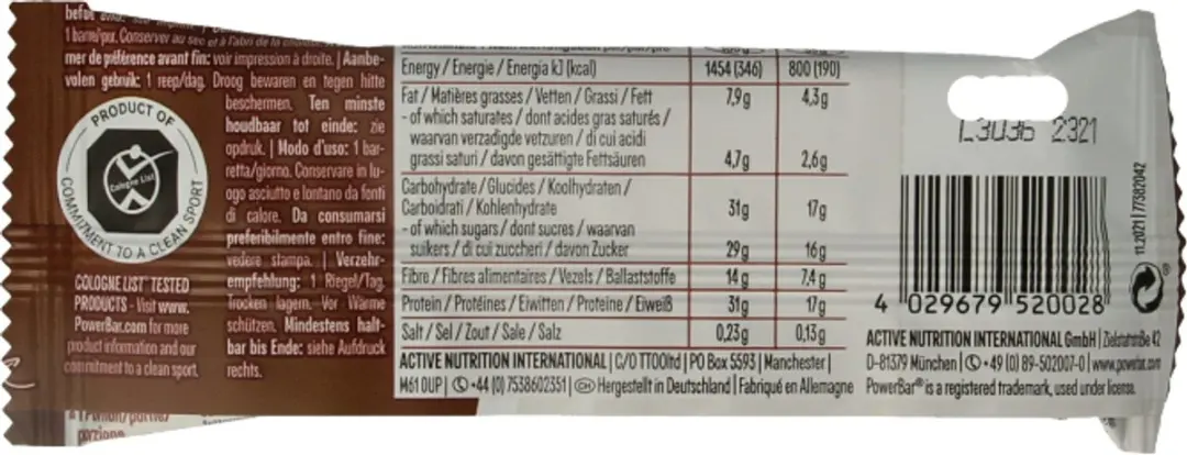 PowerBar Protein Bar Chocolade Pinda 55g - afbeelding 2 van 6
