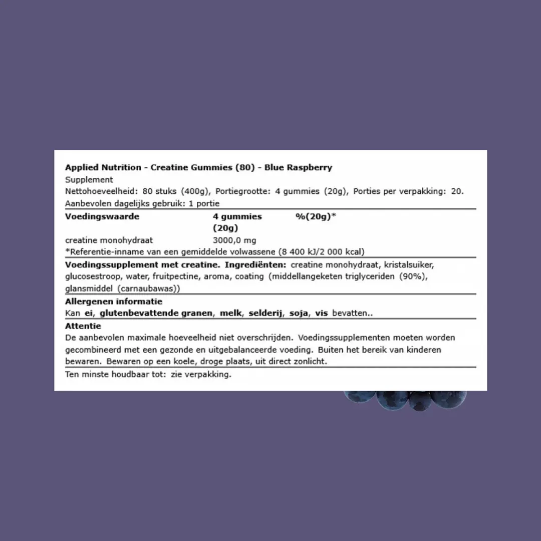 Applied Nutrition Creatine Gummies 80g - Blue Raspberry - afbeelding 4 van 6