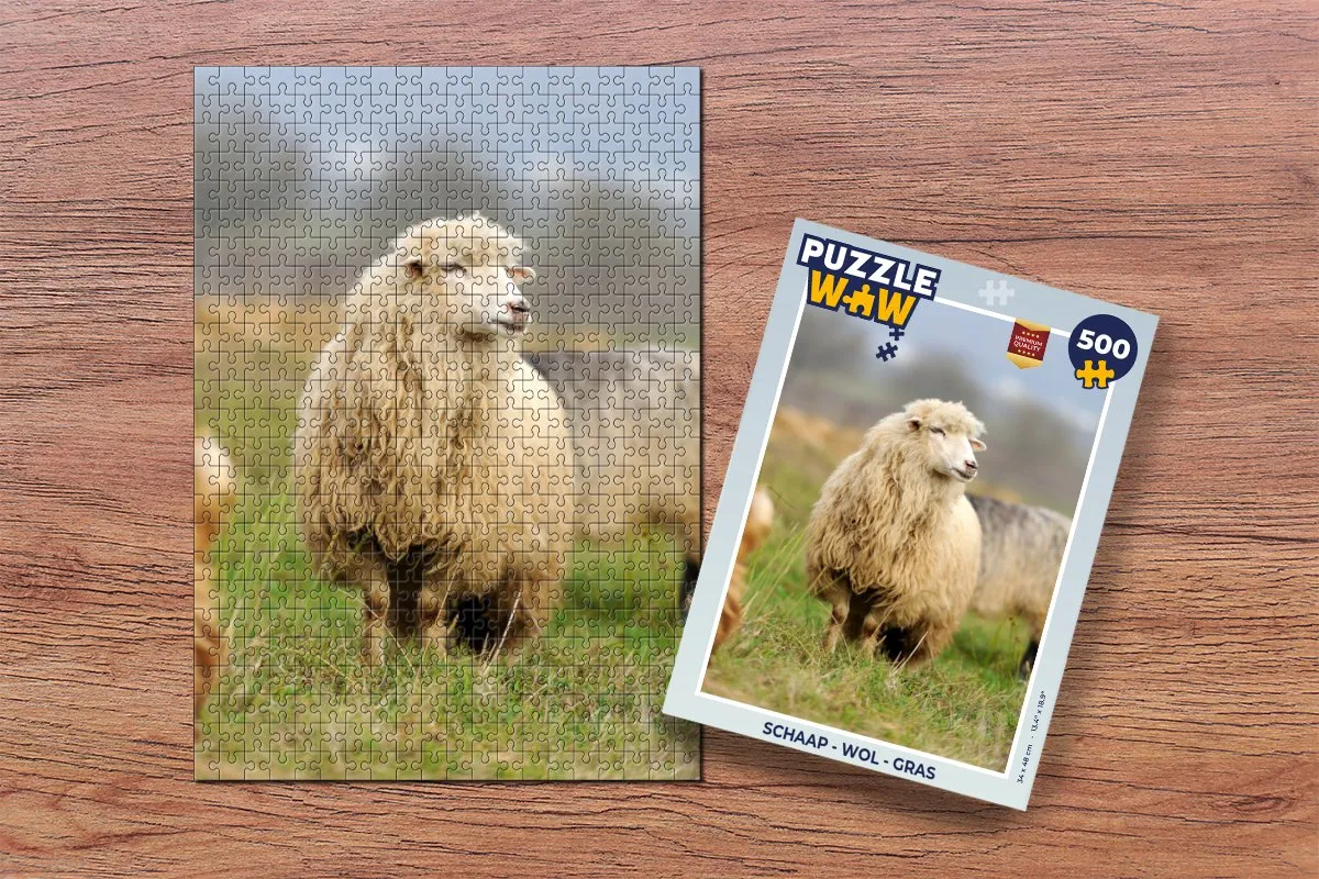 PuzzleWow Schaap Wol Gras Legpuzzel 500 Stuks - Multicolor