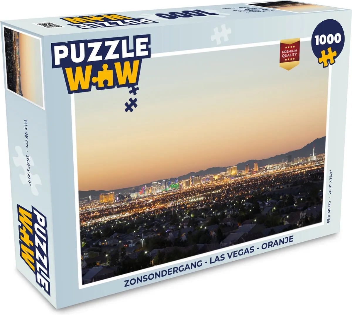 PuzzleWow Zonsondergang Las Vegas Legpuzzel 1000 Stuks - Multicolor