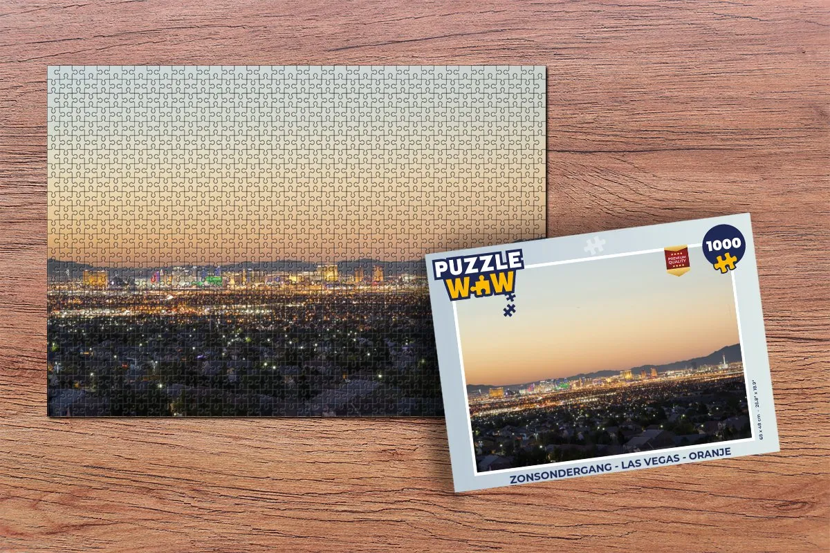 PuzzleWow Zonsondergang Las Vegas Legpuzzel 1000 Stuks - Multicolor