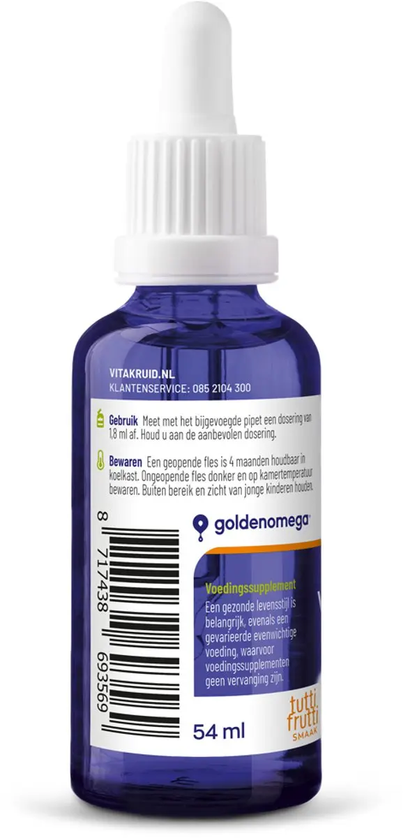 Vitakruid Visolie Junior 1100TG 54ml - afbeelding 3 van 3