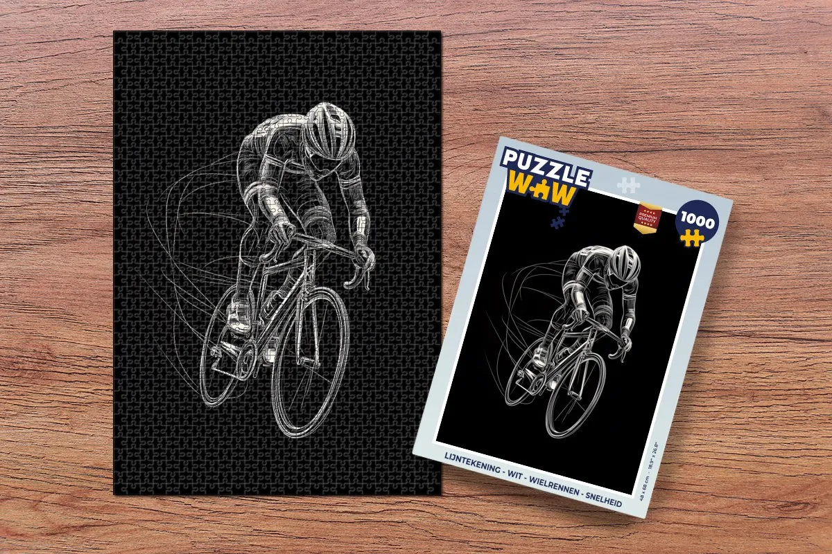 PuzzleWow Wielrenner Legpuzzel 1000 Stuks - Wit