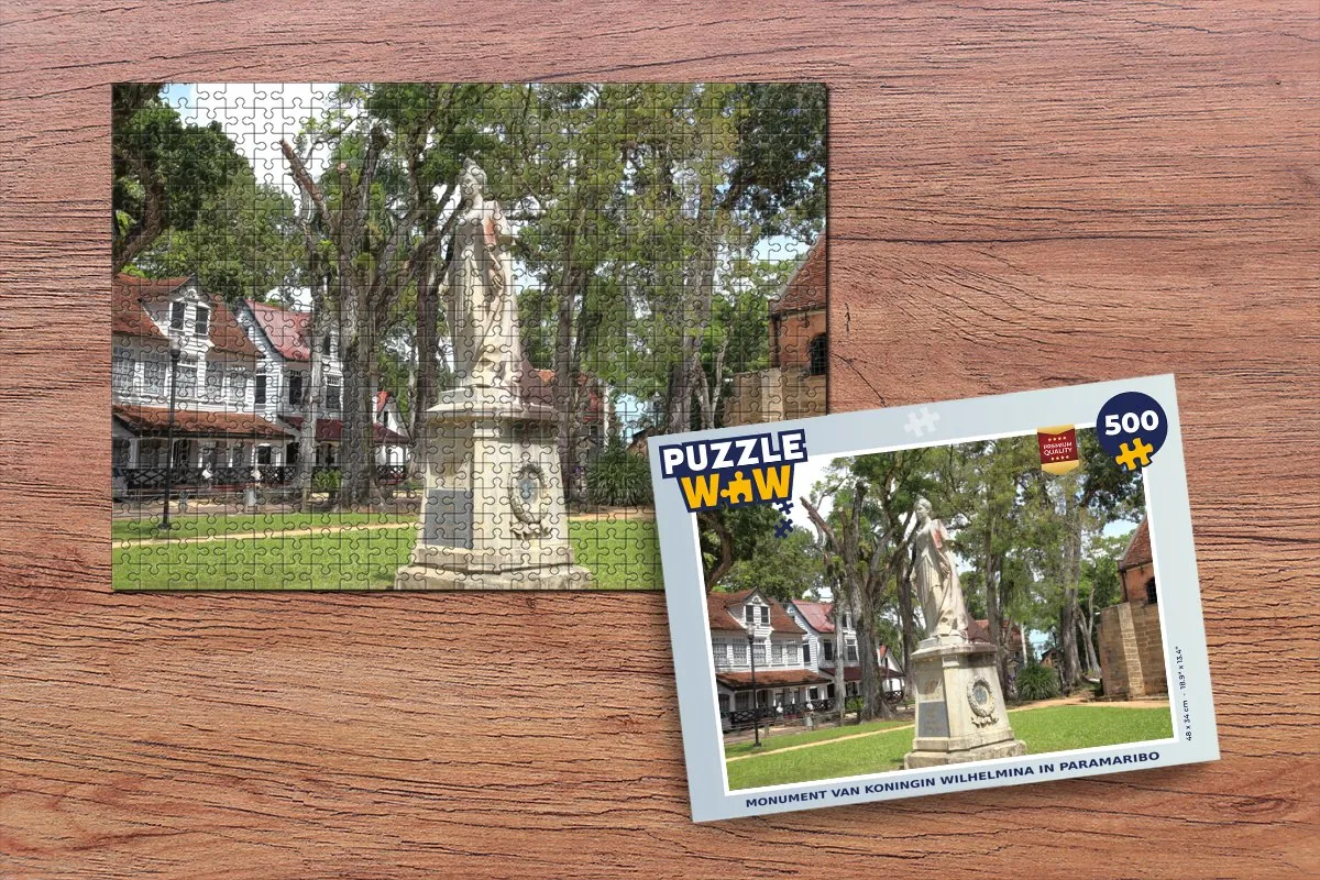 PuzzleWow Legpuzzel Monument van koningin Wilhelmina Paramaribo 500 Stuks - Multicolor