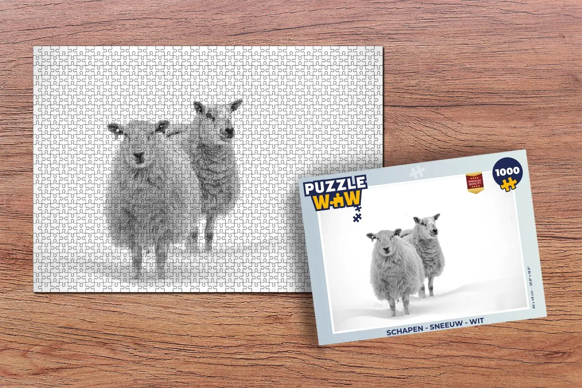 PuzzleWow Schapen Sneeuw Legpuzzel 1000 Stuks - Multicolor