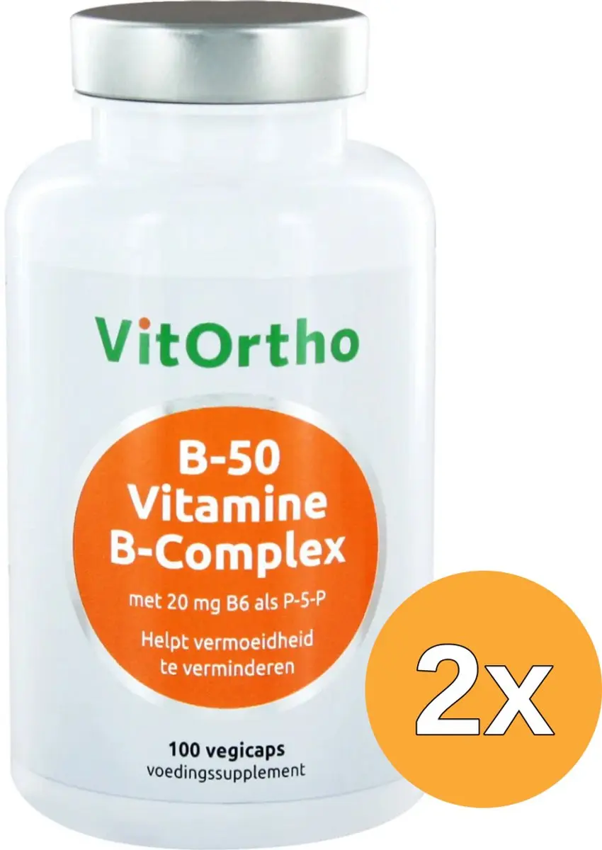 2x VitOrtho B-50 Vitamine B-complex (100 vega capsules)