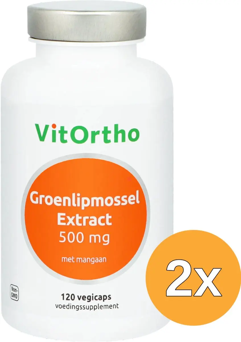 2x VitOrtho Groenlipmossel Extract 500 mg (120 vega capsules)