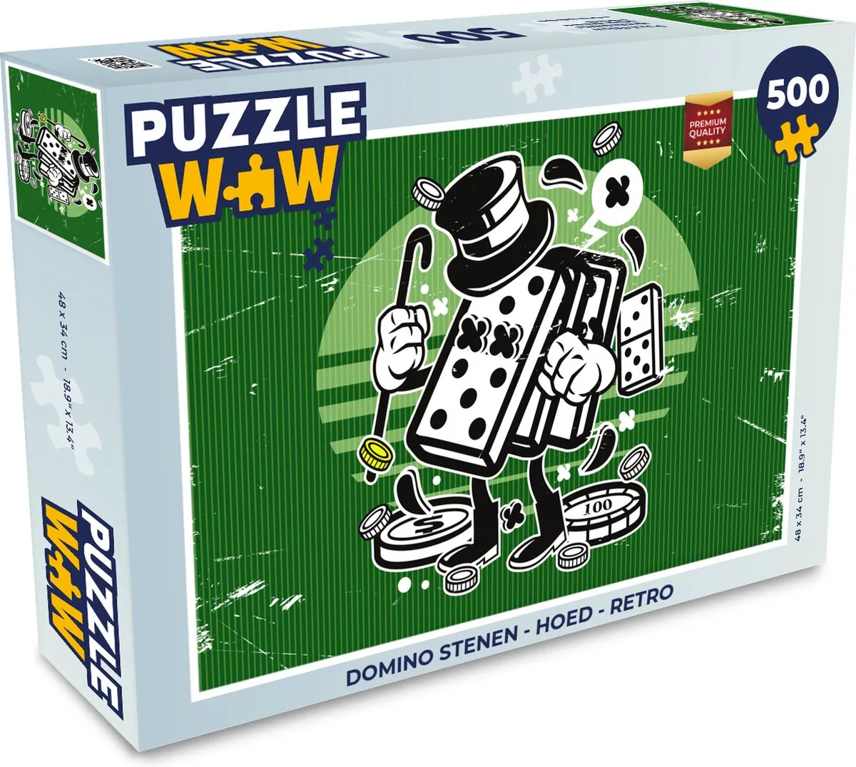 PuzzleWow Domino Hoed Retro Legpuzzel 500 Stuks - Multicolor