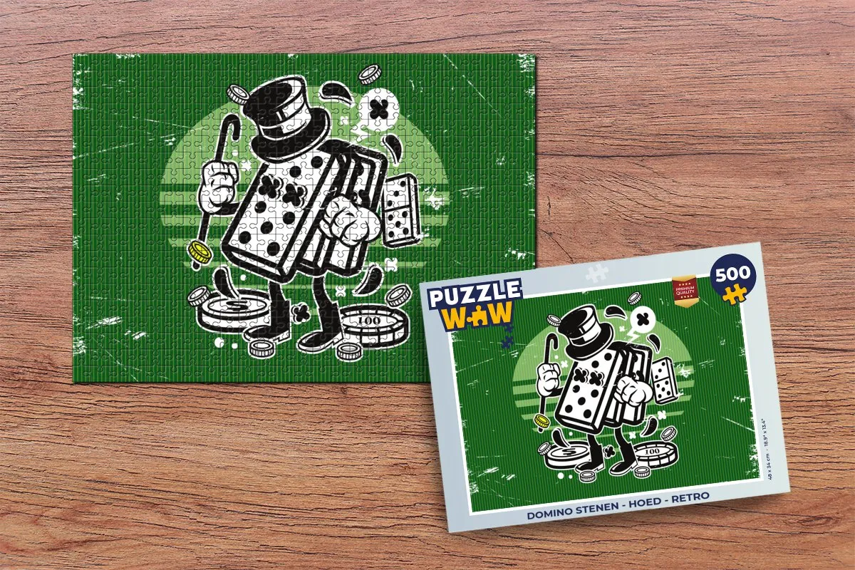 PuzzleWow Domino Hoed Retro Legpuzzel 500 Stuks - Multicolor