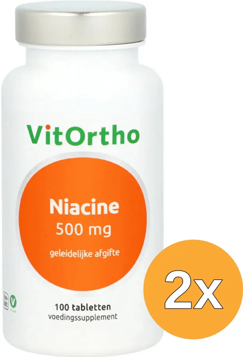 2x VitOrtho Niacine 500mg (100 tabletten)