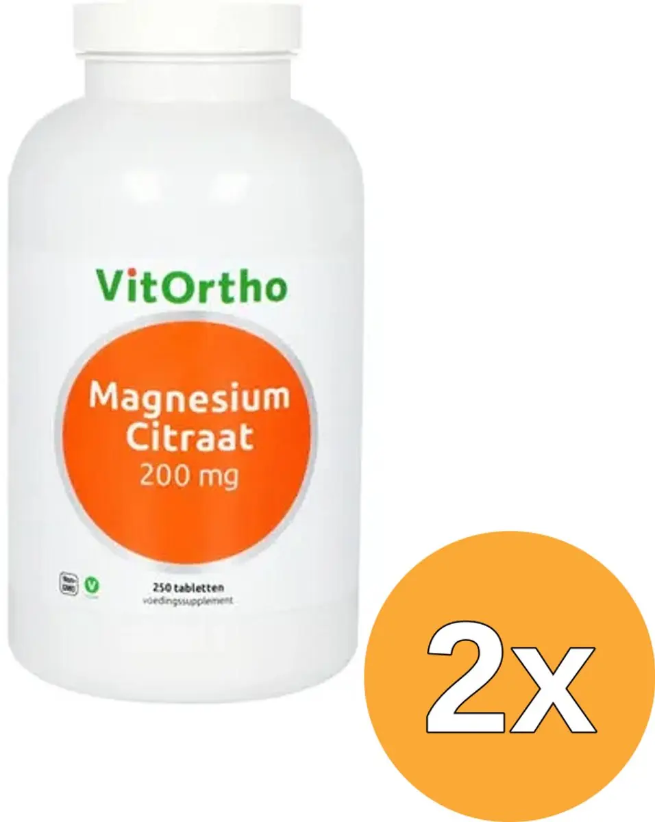 2x VitOrtho Magnesium citraat 200 mg (250 tabletten)