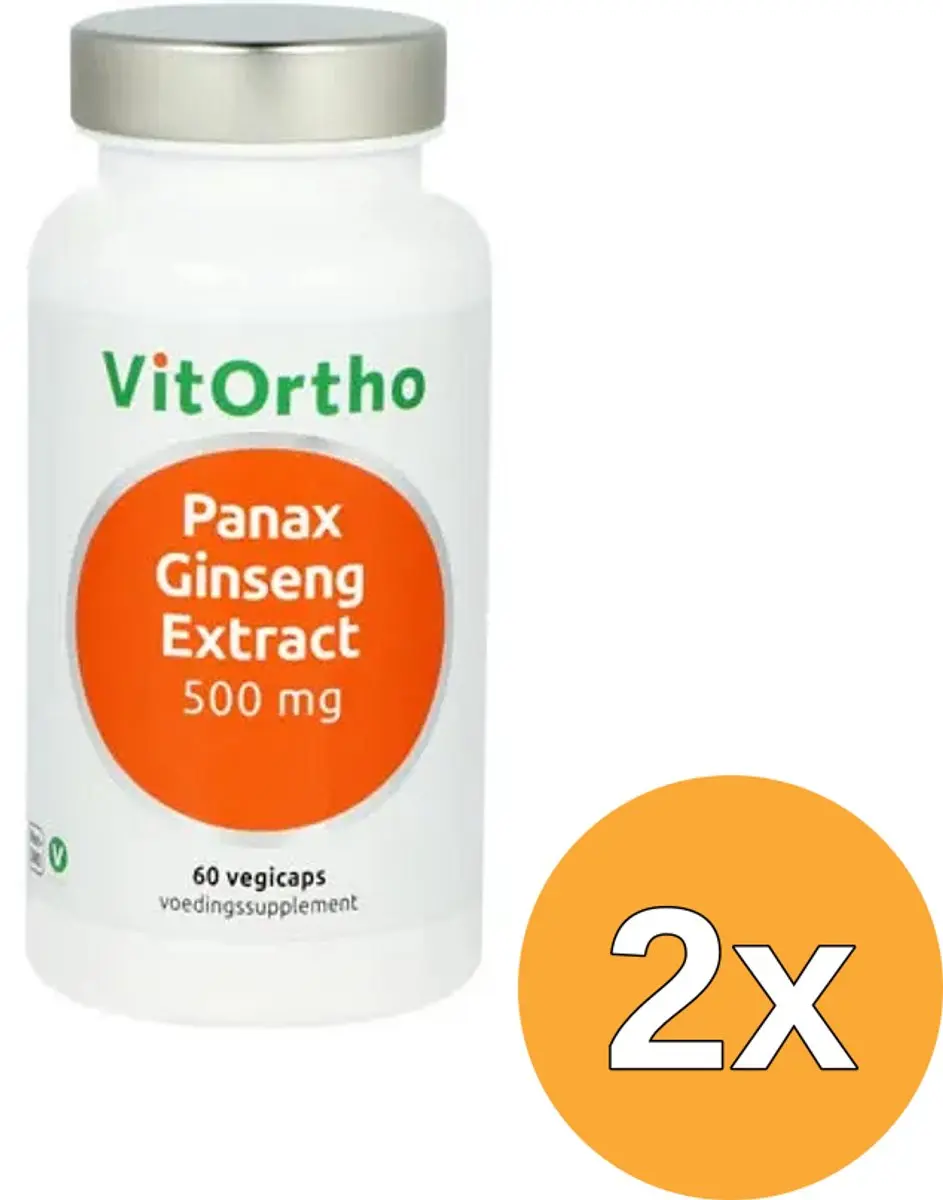 2x Vitortho Panax Ginseng Extract 500 Mg (60 vega capsules)
