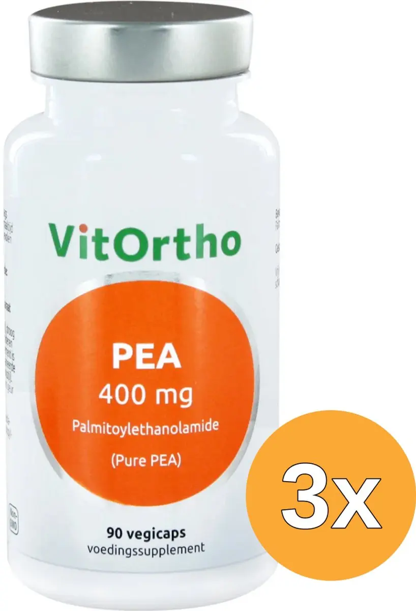 3x VitOrtho PEA 400 mg palmitoylethanolamide (90 vega capsules)