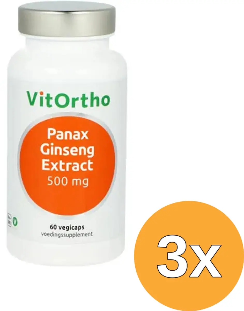3x Vitortho Panax Ginseng Extract 500 Mg (60 vega capsules)