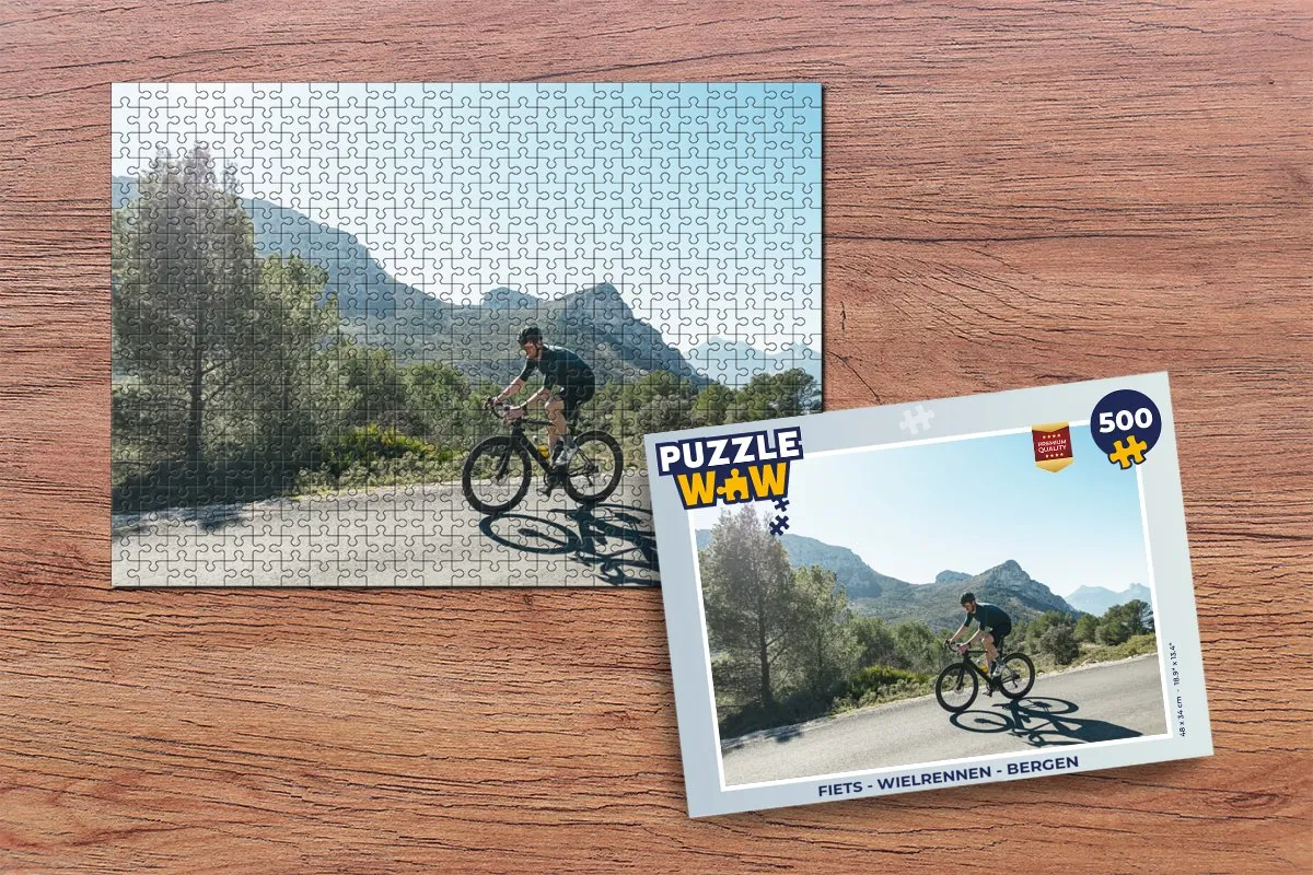 PuzzleWow Fiets Wielrennen Bergen Legpuzzel 500 Stuks - Multicolor