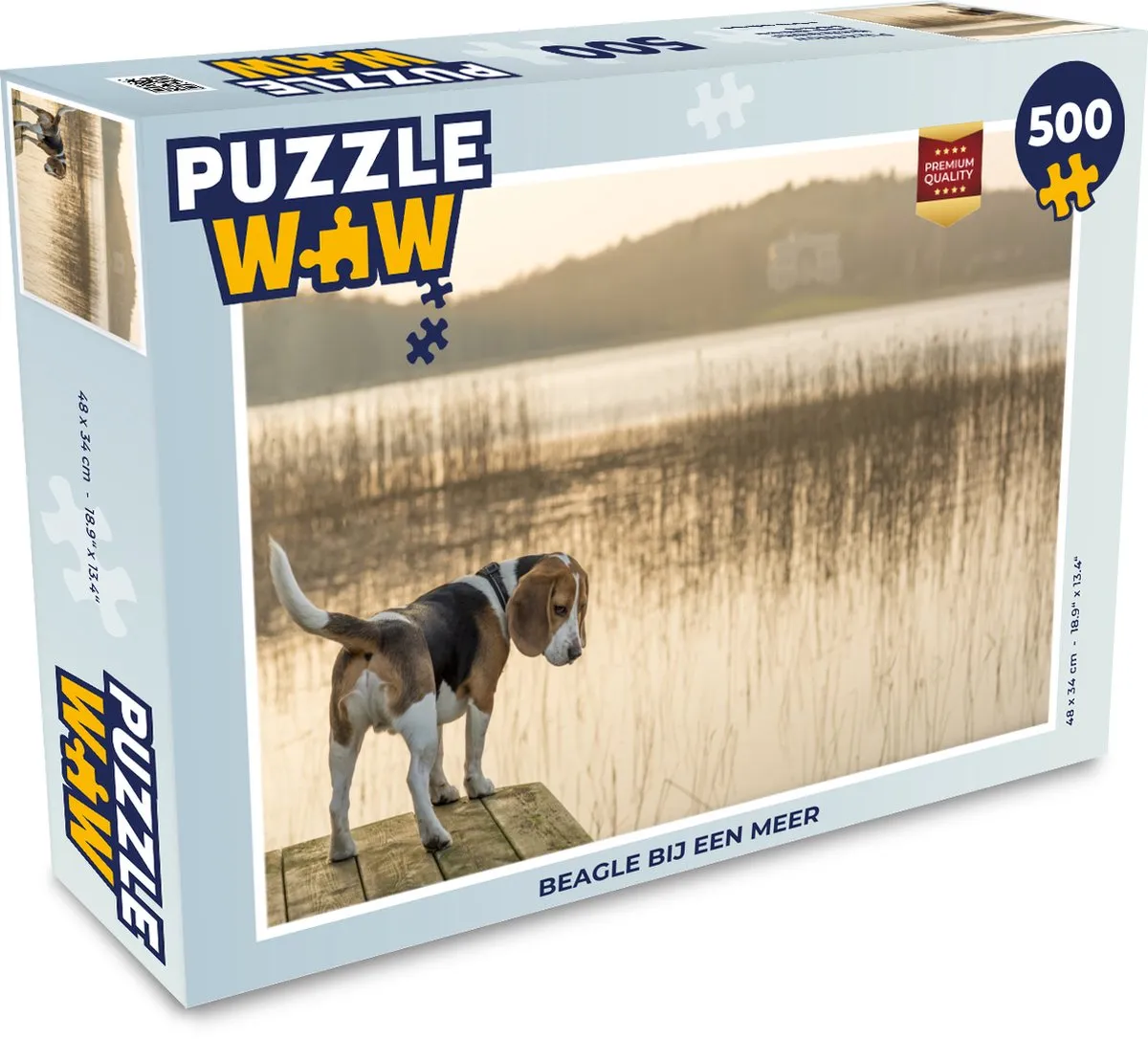 PuzzleWow Beagle bij een meer Legpuzzel 500 Stuks - Multicolor
