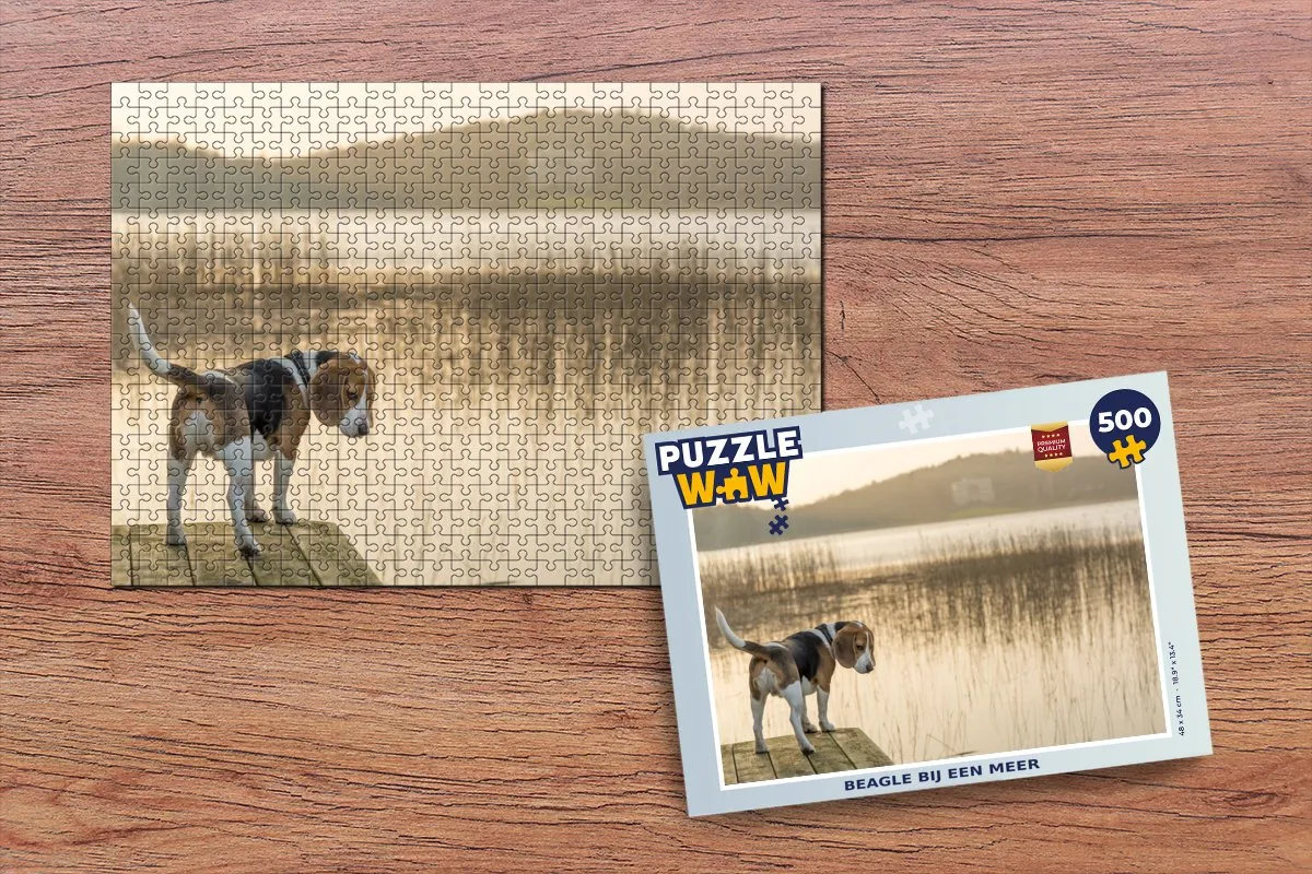 PuzzleWow Beagle bij een meer Legpuzzel 500 Stuks - Multicolor