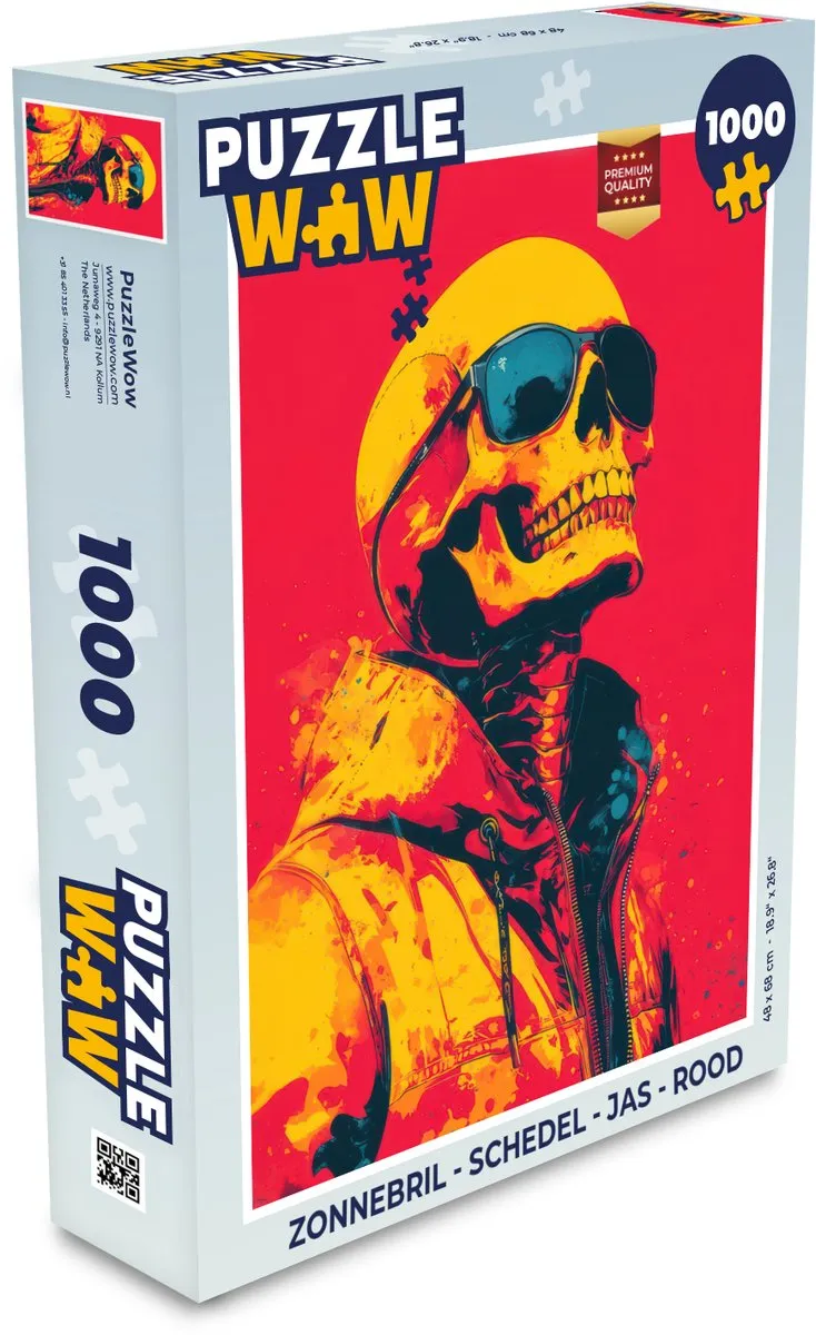 PuzzleWow Schedel Zonnebril Legpuzzel 1000 Stuks