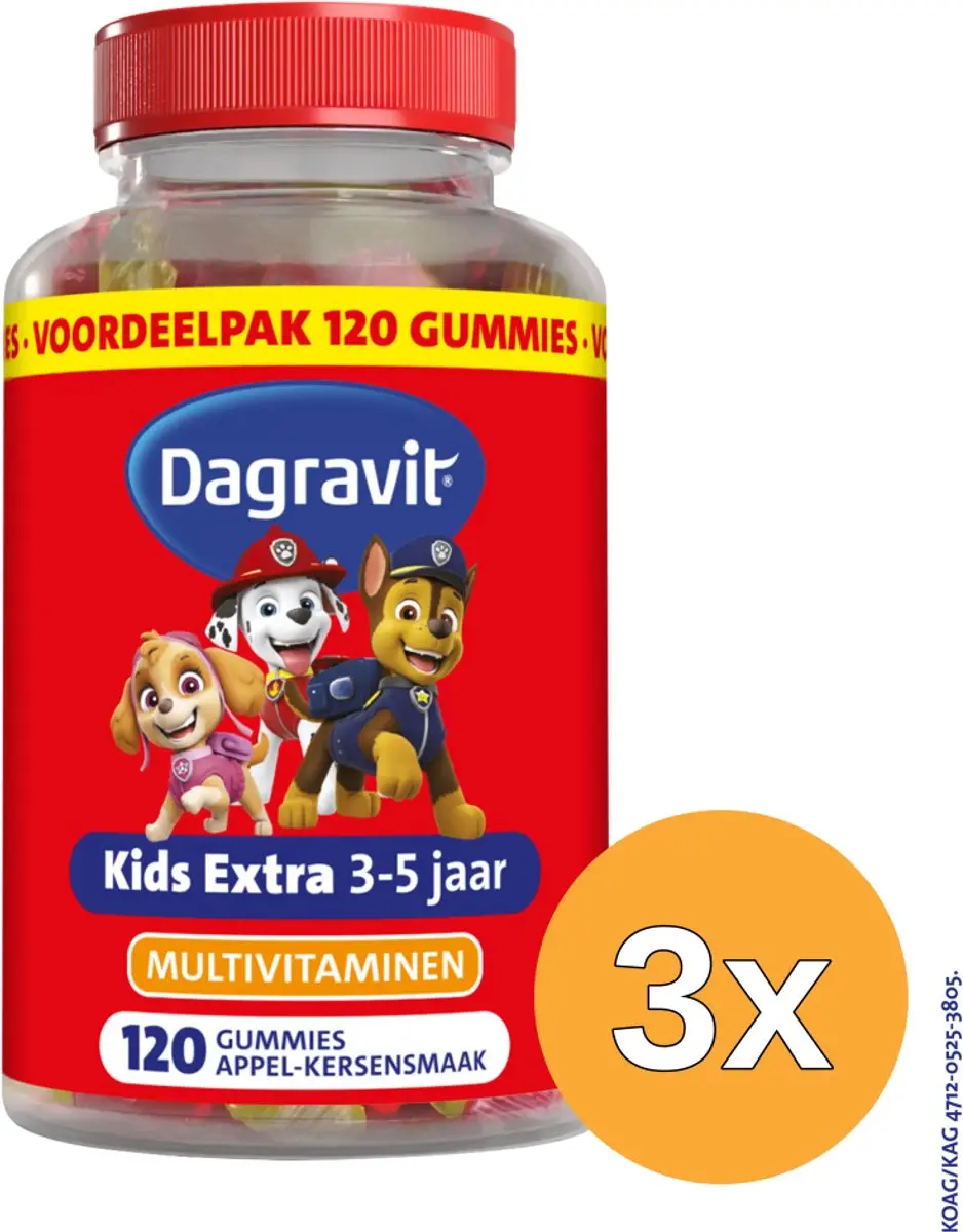 3x Dagravit Kids Multi 3-5 Jaar Paw Patrol (120 gummies)