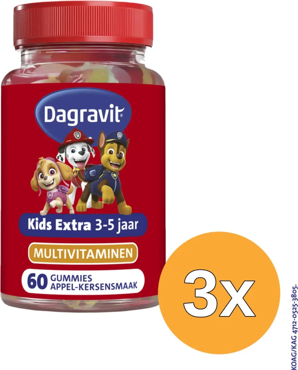 3x Dagravit Kids-Xtra Multi 3-5 Jaar Paw Patrol (60 gummies)
