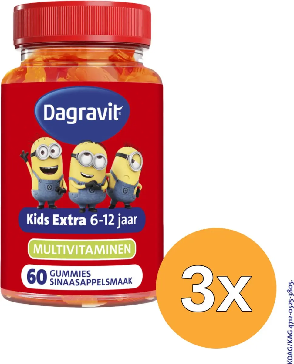 3x Dagravit Kids-Xtra Vitaminions Gums 6-12 Jaar (60 stuks)