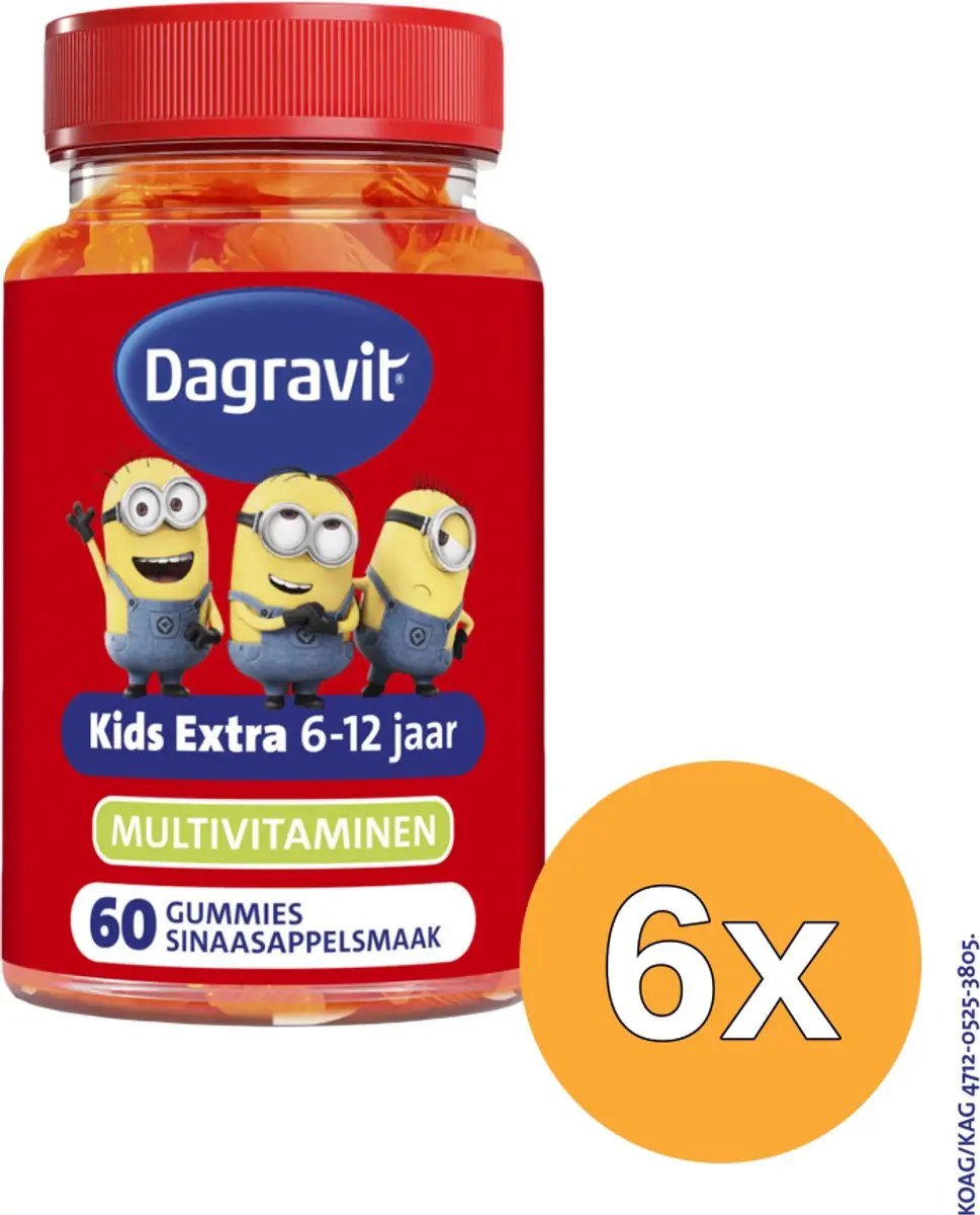 6x Dagravit Kids-Xtra Vitaminions Gums 6-12 Jaar (60 stuks)
